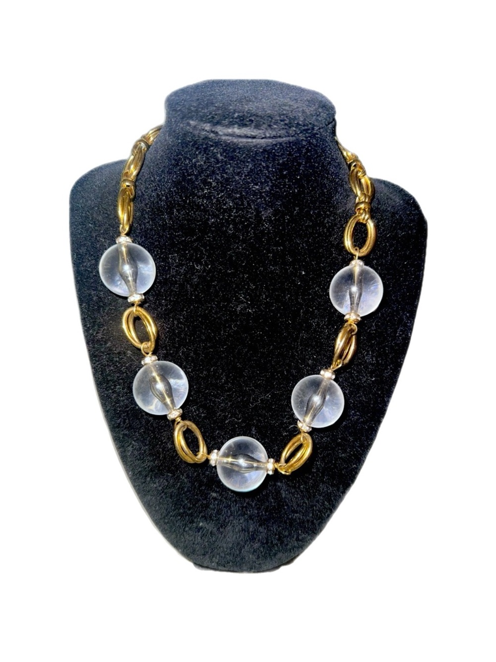 Kate Spade Vintage lucite , crystal & gold tone necklace